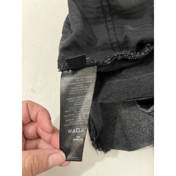 We The Free Distressed High Waist Denim Shorts Women 25 Black Wash Button Fly - Picture 14 of 15